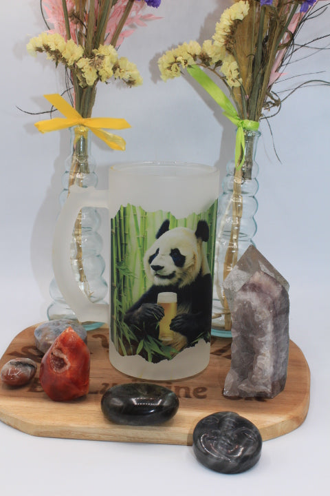 Chope à bière en verre givré 16oz Panda